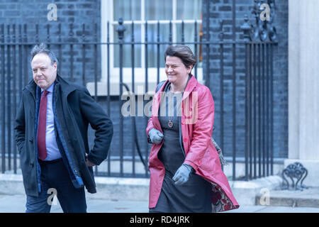 London 17gennaio 2019 Arlene Foster e Nigel Dodds del DUP lasciare 10 Downing Street a seguito di una riunione con Theresa Maggio MP PC, Primo Ministro il Brexit credito Londra Ian Davidson/Alamy Live News Foto Stock