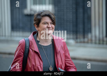 London 17gennaio 2019 ,Arlene Foster della DUP lasciare 10 Downing Street a seguito di una riunione con Theresa Maggio MP PC, Primo Ministro il Brexit credito Londra Ian Davidson/Alamy Live News Foto Stock