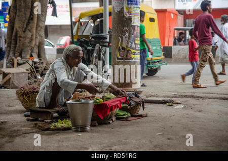 Paan (betel) venditore intorno a Chandni Chowk. Foto Stock