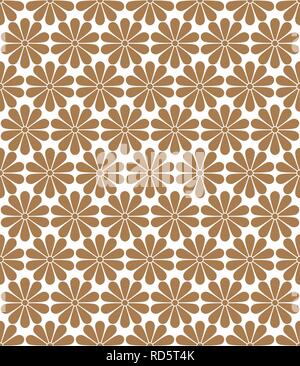 Giapponese Kiku crisantemo vettore floreali seamless pattern. Illustrazione Vettoriale