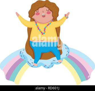 Little chubby ragazza con rainbow Illustrazione Vettoriale