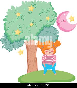 Little chubby girl nel paesaggio Illustrazione Vettoriale