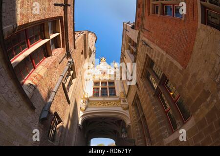 Blinde Ezelstraatje, strada dell'asino cieco, il centro storico di Bruges, sito Patrimonio Mondiale dell'Unesco, Belgio, Europa Foto Stock