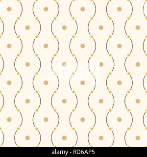 Vector seamless pattern minimalista di linee curve con punti nei nodi e circoli. Moderna ed elegante struttura. Contemporary graphic design. Illustrazione Vettoriale