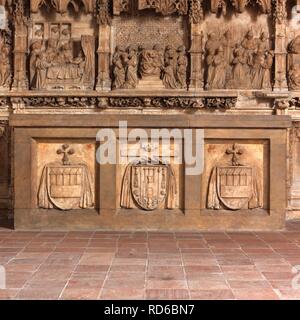 Altare predella e zoccolo di arcivescovo Don Dalmau de Mur y Cervelló Foto Stock