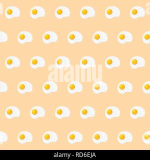 Vettore di Seamless pattern con uova strapazzate. La colazione dello sfondo. La frittata. Vector colore di sfondo. Illustrazione Vettoriale