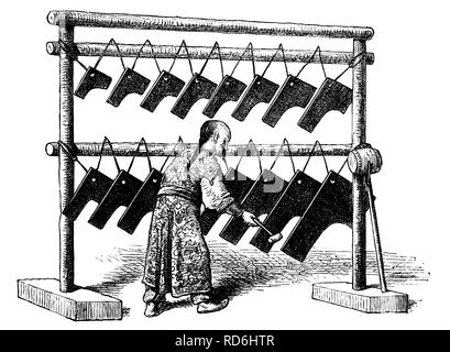 "Il re', storico cinese strumento musicale, foto storiche, circa 1893 Foto Stock