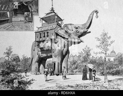 L'elefante nella Berlino ippodromo, Berlino, Germania, foto storiche, circa 1893 Foto Stock