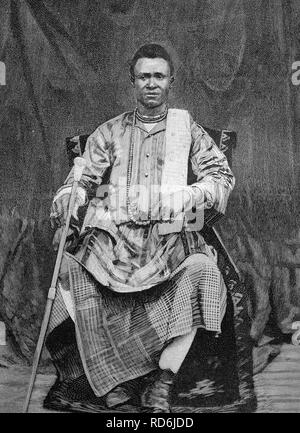 Behanzin, re del regno del Dahomey, Africa, illustrazione storico circa 1893 Foto Stock