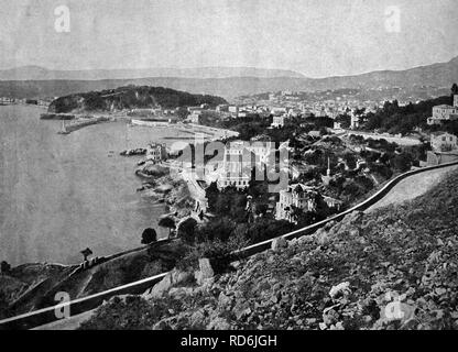 Autotype precoce di Villefranche-sur-Mer, Provence-Alpes-Côte d'Azur, Francia, fotografia storica, 1884 Foto Stock