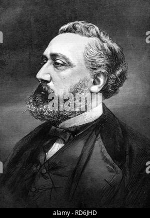 Michel Leon Gambetta, 1838 - 1882, storico illustrazione, 1884 Foto Stock