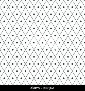Geometrica astratta seamless pattern. Ripetute regolarmente losanghe con punti all'interno. Lo stile lineare. Sfondo del vettore. Illustrazione Vettoriale