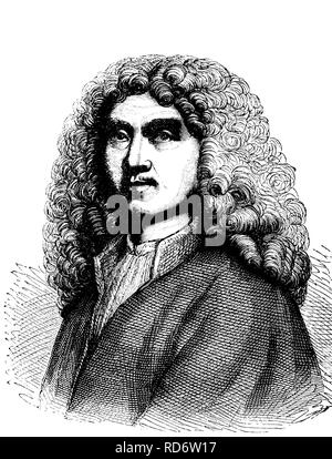 Jean-Baptiste Moliere, 1622 - 1673, attore francese e drammaturgo, xilografia dal 1880 Foto Stock