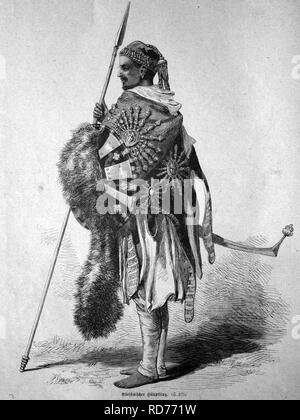 Capotribù abissino, Etiopia, storico illustrazione, circa 1886 Foto Stock