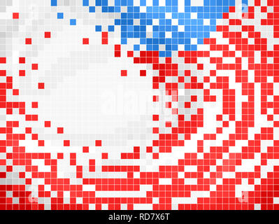 Illustrazione della bandiera usa Pixel Art in rosso, blu e bianco Foto Stock