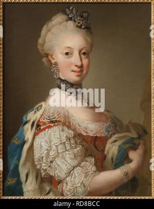 Ritratto di Sophia Magdalena della Danimarca (1746-1813), Regina di Svezia. Museo: Nationalmuseum di Stoccolma. Autore: Pasqua, Lorenz, il giovane. Foto Stock