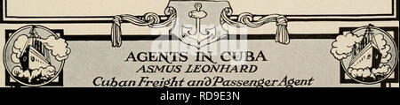 . La revisione di Cuba. Cuba -- periodici. La CUBA REVIEW 1 MUNSON STEAMSHIP LINEI geheraIj ufficiali ,^EW YORK;CUBA SEpieBJi -Uf^TJlSSENGERandFRRIGHT ^^I^ r jteamer Gibara Pto. New York Nipe NueTitas Nipe pattini e Vita Padre Nuevitas Nipe New tork p Sail Arr. Arr. Arr. Arr. Arr. Arr. Vela Vela Arr. i. 1 Corityba agosto U Agosto 16 Agosto 18 20 Agosto Agosto 21 Agosto 26 Agosto 27 sett. 1 s •linrta Ausr. 25 Au?. 30 SpbU sett. 4 sett. 7 sett. 9 sett. 10 Sett. 15 r* PARTENZE SOGGETTE A MODIFICA SENZA PREAVVISO FREIGHT ONTy" MEWYORKto CAIBARim.MATA^lZAS, CARDENASand SACUA MOBILE-CUBA SERVIZIO Orib merci/- R Foto Stock