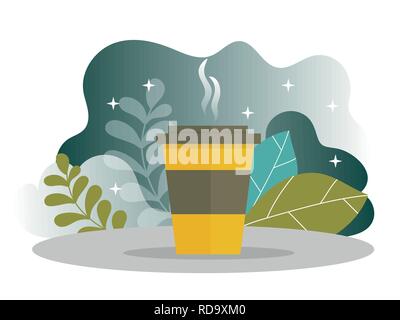 Business Coffee Break Landing Page. Ora di pranzo Banner con piatto Website template Illustrazione Vettoriale