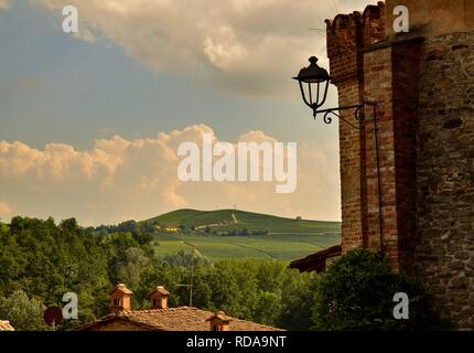 Il Barolo, Piemonte, Italia. Luglio 2018. Dal castello si godono di magnifiche vedute della campagna circostante: i magnifici vigneti. Foto Stock