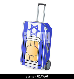 Travel Sim, roaming e il viaggio in Israele, 3D rendering isolati su sfondo bianco Foto Stock