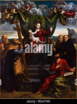 La Vergine con il Bambino e i santi. Museo: Pinacoteca dell'Accademia dei Concordi di Rovigo. Autore: dossi, Battista. Foto Stock