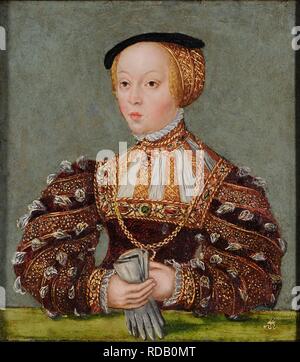 Ritratto di Elisabetta d'Austria (1526-1545), regina di Polonia. Museo: Museo Czartoryski, Cracovia. Autore: CRANACH, LUCAS il giovane. Foto Stock