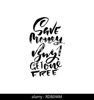 Acquistare una in omaggio. Spazzola Handdrawn lettering. Tipografia moderna banner. Disegnato a mano illustrazione vettoriale Illustrazione Vettoriale