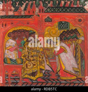 Fidanzamento del Tsar Alexei Mikhailovich e Natalia Naryshkina. Museo: Collezione privata. Autore: Stelletsky, Dmitri Semyonovich. Foto Stock
