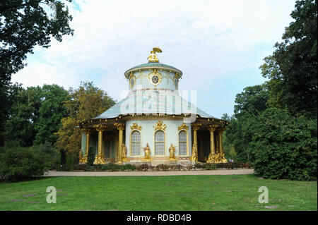 16.09.2014, Potsdam, Brandeburgo, Germania, Europa - Vista della casa cinese nel Parco Sanssouci. Foto Stock