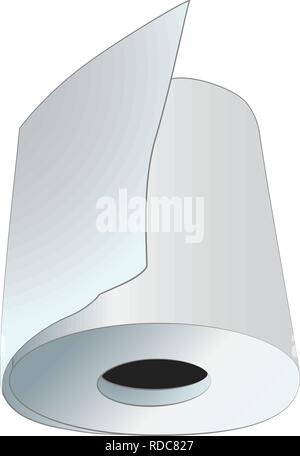 Realistico rotolo carta mock up set isolato illustrazione di vettore vuoto bianco 3d imballaggio asciugamano da cucina modello Illustrazione Vettoriale