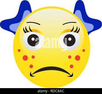 Emoticon con acne schiacciando un brufolo Illustrazione Vettoriale