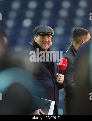BLACKBURN, gennaio 15 2019 TV pundit e fromer Blackburn Rovers player Robbie Savage durante la FA Cup terzo turno replay tra Blackburn Rovers e Newcastle United a Ewood Park di Blackburn martedì 15 gennaio 2019. (Photo credit: Mark Fletcher | MI News & Sport | Alamy) Foto Stock