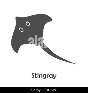 Stingray in stile cartoon, marine scheda con ocean animale per bambini in età prescolare, attività per i bambini, vettore Illustrazione Vettoriale