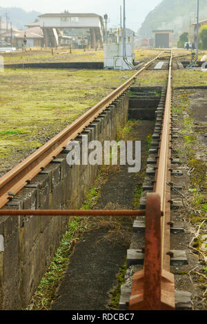 Locomotiva a vapore Yamaguchi in Tsuwano Stazione, prefettura di Shimane, Giappone Foto Stock