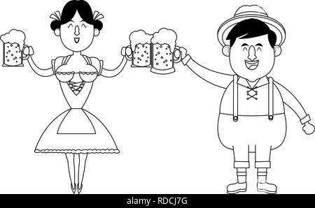 Uomo bavarese oktoberfest cartoni animati Illustrazione Vettoriale