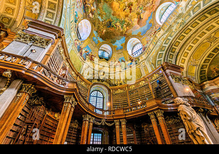 Vienna, Biblioteca Nazionale austriaca, Sala Statale, Österreichische Nationalbibliothek, Austria Foto Stock
