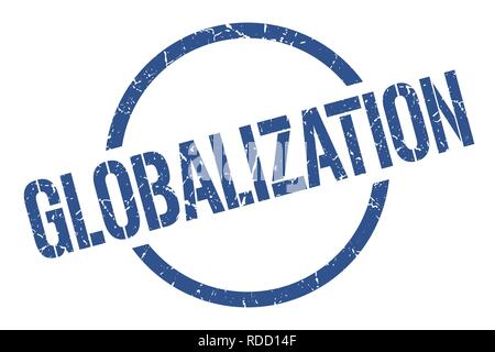 La globalizzazione blu timbro rotondo Illustrazione Vettoriale