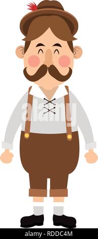 Uomo bavarese oktoberfest cartoni animati Illustrazione Vettoriale