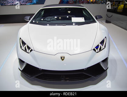 Nonthaburi, Tailandia - 4 Dicembre 2018: Lamborghini Huracan presentato nel motore di Expo 2018 Foto Stock