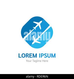 Le compagnie aeree, di viaggio o di logistica aziendale logo vettoriale, icona, simbolo. L'icona di un aeroplano. Il logo di viaggio Illustrazione Vettoriale