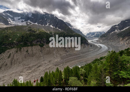 Mer de Glace Gletscher bei Montenvers, Chamonix Foto Stock