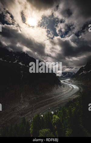 Mer de Glace Gletscher bei Montenvers, Chamonix Foto Stock