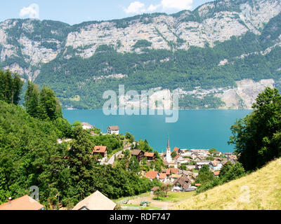 Walensee, Svizzera: Lago tra le montagne di Appenzell Foto Stock