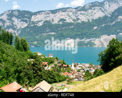 Walensee, Svizzera: Lago tra le montagne di Appenzell Foto Stock