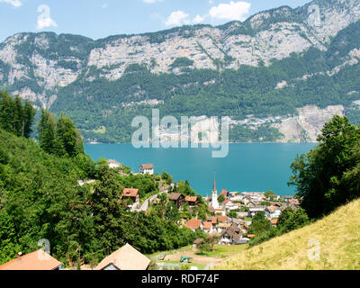 Walensee, Svizzera: Lago tra le montagne di Appenzell Foto Stock
