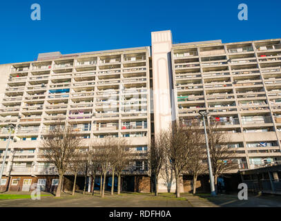 LInksview House, dagli anni sessanta del consiglio sede sociale torre di cemento, blocco di Leith, Edimburgo, Scozia, Regno Unito Foto Stock