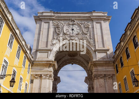 La Rua Augusta Arch a Lisbona, Portogallo Foto Stock