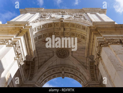 La Rua Augusta Arch a Lisbona, Portogallo Foto Stock