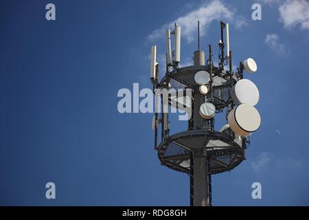 La stazione radio, radio amatoriali stazione relè per televisione amatoriale, Mt. Wasserkuppe, Rhoen, Hesse Foto Stock