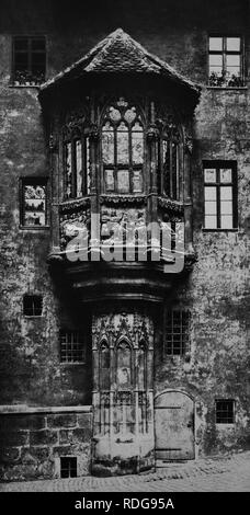 Finestra di baia sulla casa Sebaldushaus, Norimberga, Baviera, foto storiche intorno al 1900 Foto Stock